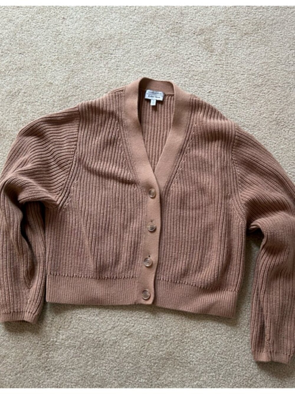 Oversized Tan Cotton Cardigan
